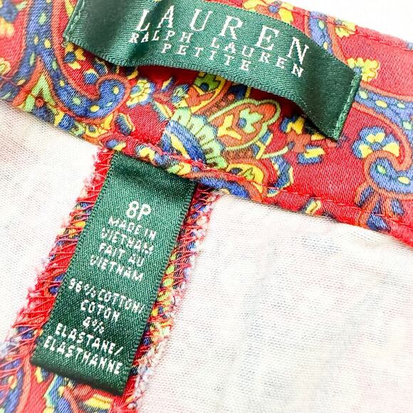 Ralph Lauren Red Petites Paisley Printed Slack Pants Size 8P EUC - Picture 6 of 7